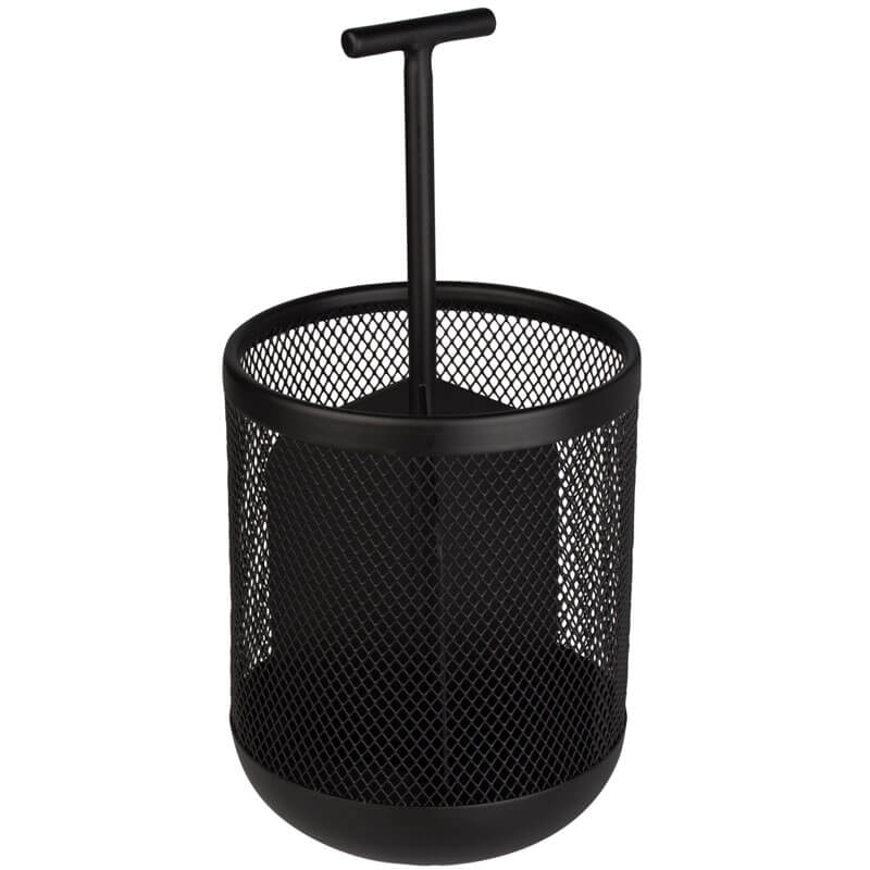 Cutlery bin with handle, 3 compartments, black - 25x12cm