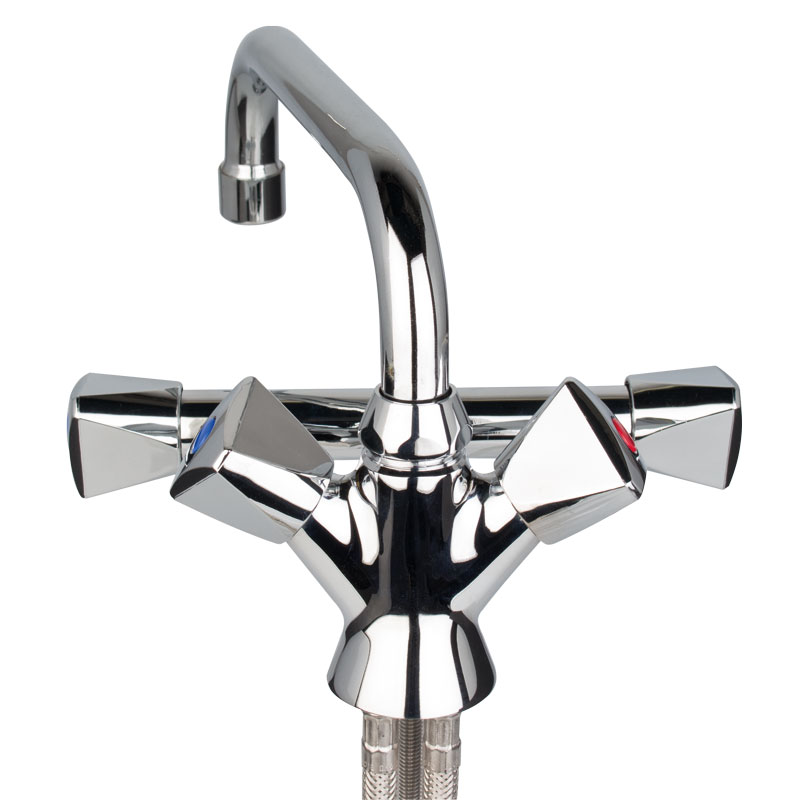 Mixer tap hot/cold 2 sinks - high pressure