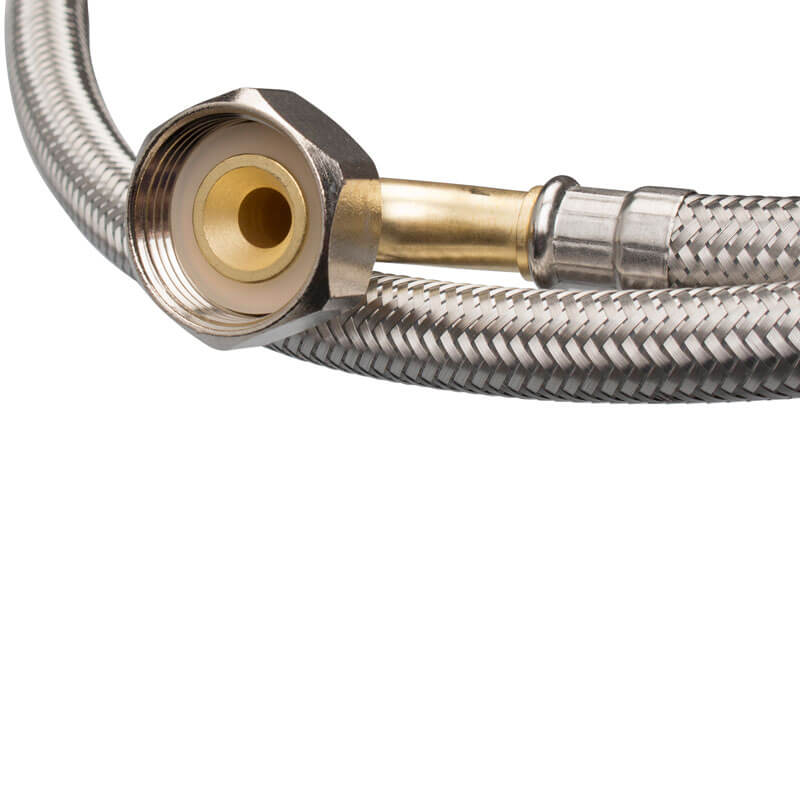 Flex hose stainless steel braid, bent ø 3/4" FpxCFp - 1500mm DVGW