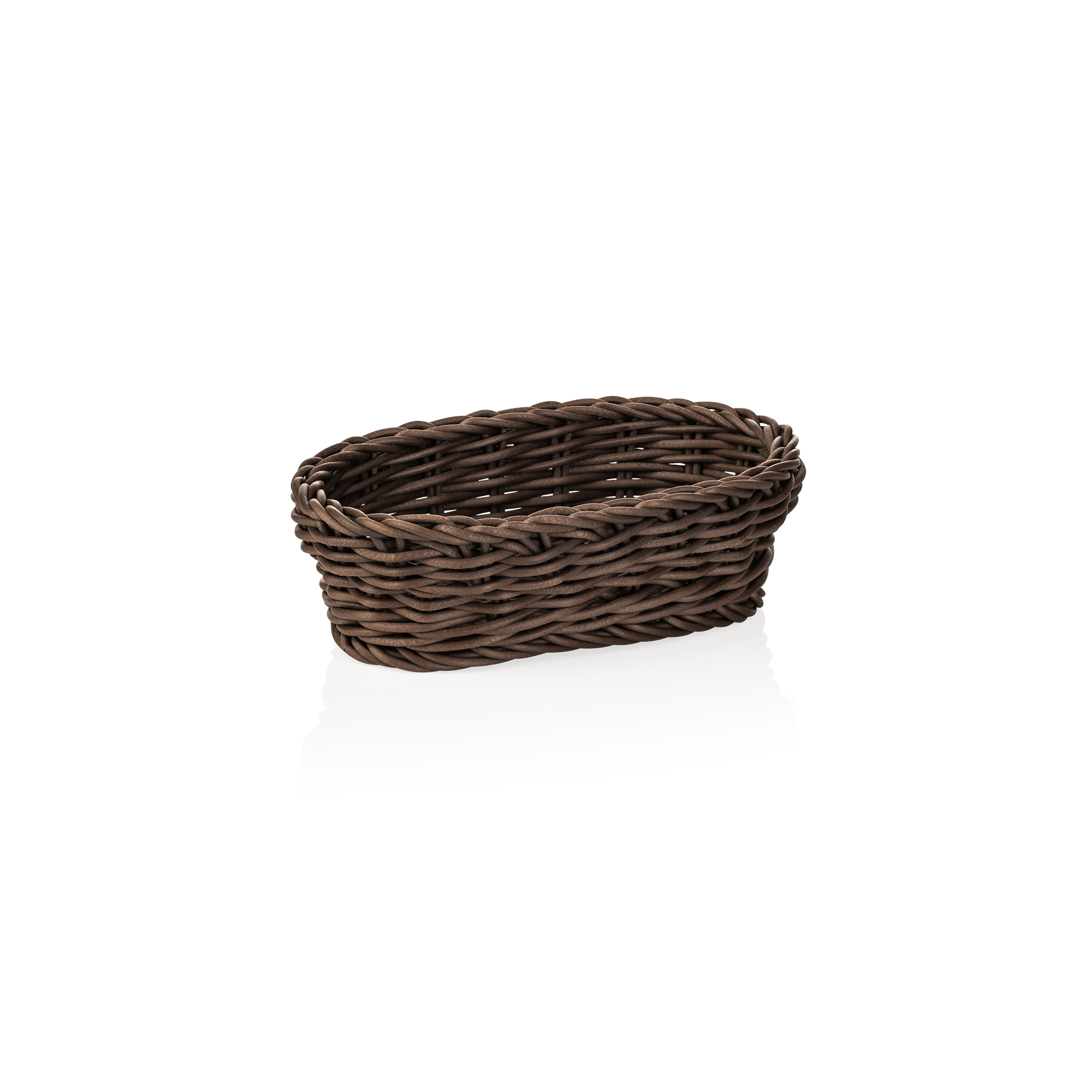 Oval basket, polypropylene, brown - 19x12x6cm