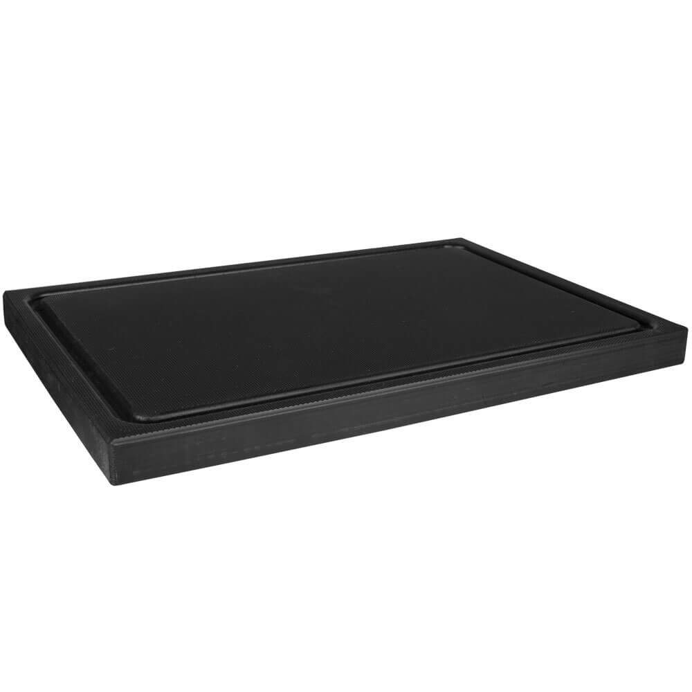 Cutting board with juice groove, HDPE black, Prime Bar - 30x20x2cm