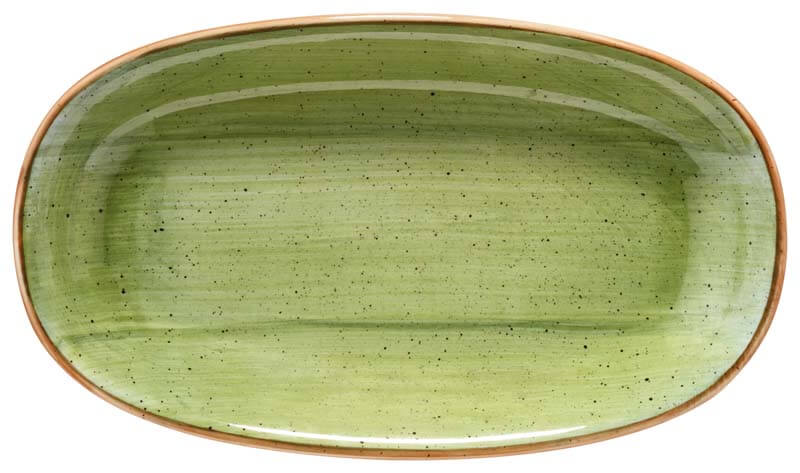 Bonna Aura Therapy Gourmet Oval plate 24x14cm green - 12 pcs.