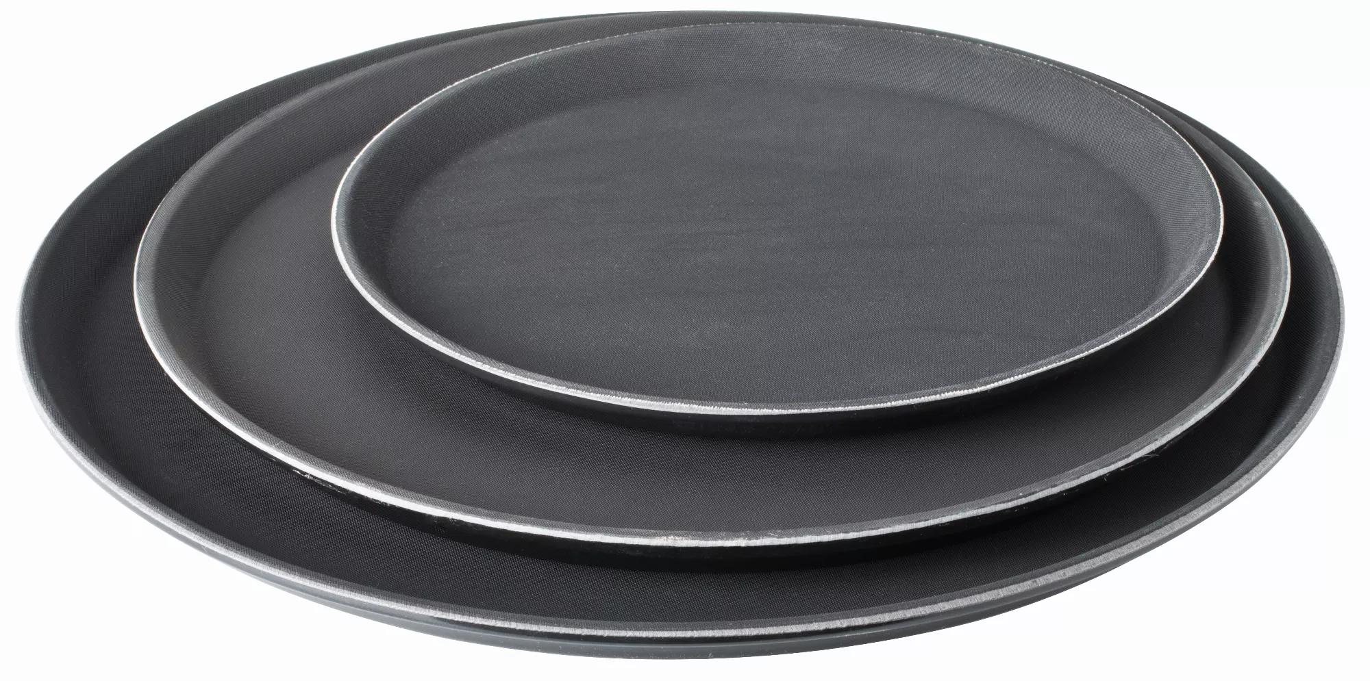 Winco TFG-14N 14 Round Non-Slip Brown Serving Tray - Vortex