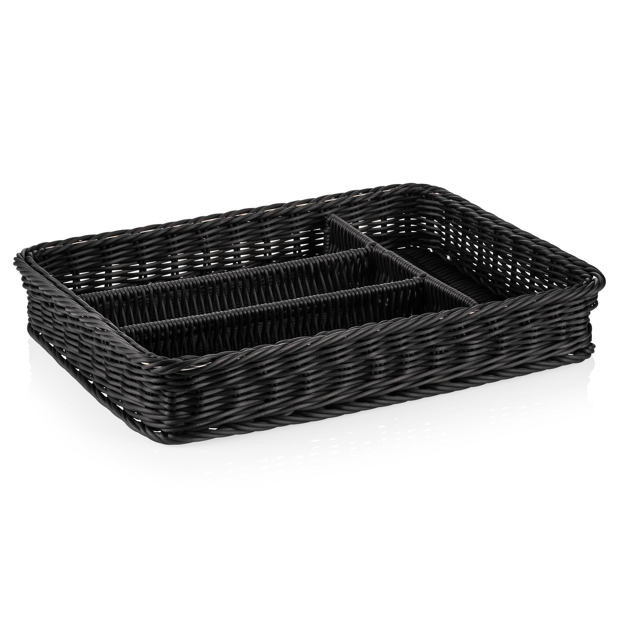 Cutlery basket, polypropylene, black - 40x30x6.5cm