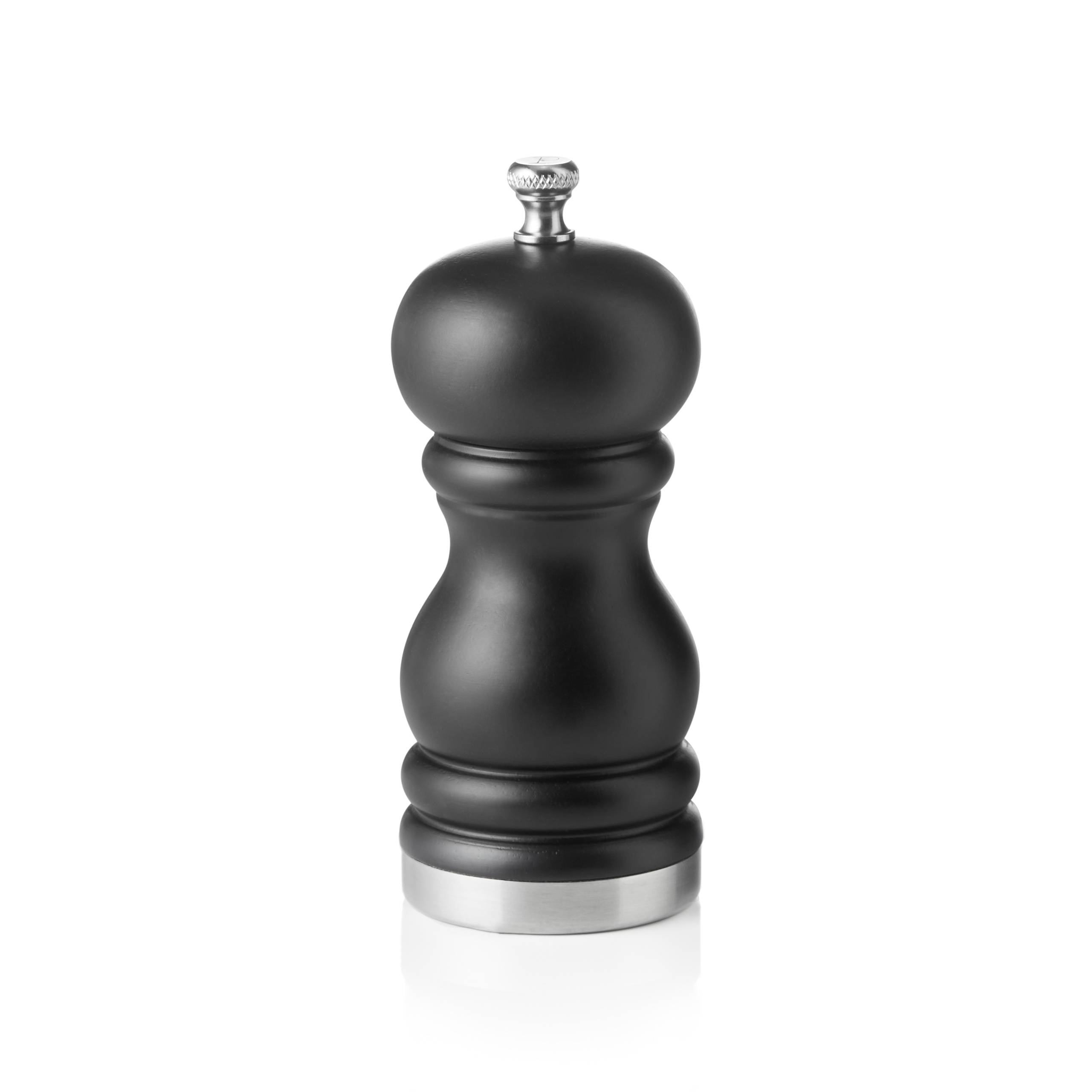 Pepper mill, rubber tree wood matt black - 11cm