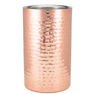 Wine Cooler, stainless steel hammered, copper plated - 12x20cm